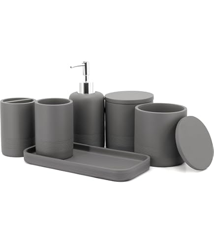 Set Bagno 3 Pezzi Baroni Home - Dispenser, Portasapone E Bicchiere In Plastica Resistente - Foto 6