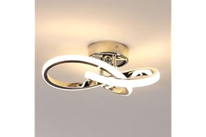 Toolight Comely Plafonnier LED Moderne, Luminaire Plafonnier LED 22W 2475LM Luminaire, Lustre pour Couloir Cuisine Chambre Salle à Manger Balcon, Blanc Chaud 3000K, Argent, Dia 25cm