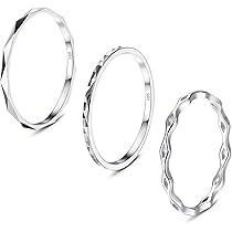 3 Anelli Impilabili In Argento Sterling 925 - Placcati Oro Bianco, Taglie 49.3-62.1mm, Unisex - Foto 4