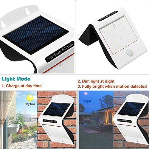 PUNICOK Solarleuchten LED 6500K Solarlampe Sicherheits mit bewegungsmelder solarleuchten garten led Außenwandleuchten solarlicht für Haus Zaun Garten Garage Schuppen Licht IP65 Wasserdichte - 4