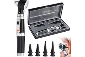 GOMETY Otoscope Avec Lumière, Avec Grossissement 3x Et 4 Embouts De Spéculum, 8 Bouchons D'oreille, Ensemble D'otoscope Avec étui En Plastique Rigide Pour Adultes, Enfants Et Animaux Domestiques, Noir