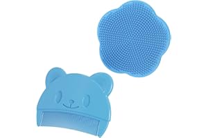 YATEICBC 2 Stück Wiegenkamm, Silikon-Baby-Badebürste,weicher sensorischer Kamm mit weichen Silikonborsten, Badetool, Kopfhautmassage für Neugeborene (blau)