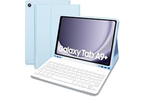 COEZFE Case with keyboard for Samsung Galaxy Tab A9+ Plus 11 inch (SM-X210/X216/X218), Slim Smart Cover with Detachable Bluetooth Keyboard [UK layout] for Samsung Galaxy A9+ /A9 Plus 11" 2023, Blue