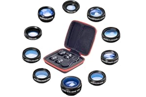 PATASEN Phorsen 10 in 1 Telefon Handy-Kamera Objektiv-Kit Clip-on Weitwinkel, Makro, Fischaugen, Teleobjektiv, Kaleidoskop, CPL/Flow/Star/Radial-Filter für iPhone Samsung Die meisten Smartphones