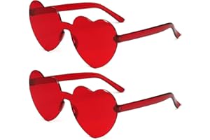 BOFUNX 2 Stück Herz Brille Rot/Rosa/Orange Herzförmige Brillen Lustige Partybrille für Valentinstag JGA Hochzeit Karneval Fasching Kostüm Mottoparty