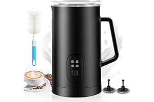 Vexloria Mousseur à lait électrique 4 en 1, 580 ML mousseur à lait automatique chaud et froid et chauffe-lait, Fonctionnement Silencieux avec 2 Fouets pour Latte, Cappuccino, Macchiato