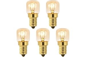 CALDARAX 5 Pezzi Lampadina Sale E14 230V, Lampadina Forno T22, Luce Calda 2700K, Dimmerabile, 160LM, Resistente al Calore Fino a 300 °C, Forno e Microonde, Lampada di Sale, Macchine per Cucire, 25W