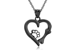 AIWENXI Urn Necklaces for Ashes Paw Print Forever Love Heart Pendant Necklace Cremation Necklace for Dog Cat Ash Cremation Jewellery Locket Keepsake Memorial