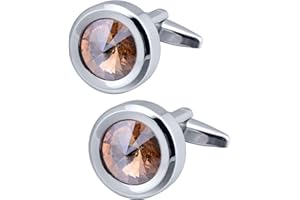 Jonwo Rund Kristall Manschettenknöpfe für Herren In Geschenkbox Silber und Gold Manschettenknöpfe Men Cufflinks Hochzeit Hemd Manschetten Tanzparty Ferien Jubiläum Kleid