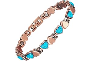 EnerMagiX Copper Magnetic Bracelets for Women,Copper Bracelet with Heart Shape Stone,Adjustable Length