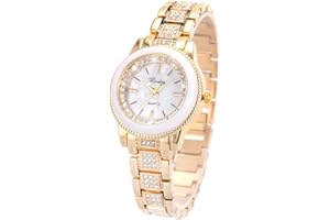 SIBOSUN Dame Femmes Montre-Bracelet Quartz Or Bande en Acier Inoxydable Cristal Blanc Cadran Dress Fashion Bracelet
