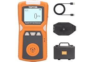 TOPTES Guard-611 Portable H2S Detector Features a Convenient H2S Monitor Clip on, Rechargeable with 5-Day Battery, Low Battery Warning, Safety Explosion-Proof-Orange