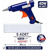 Sıcak Silikon Tabancası 40W G&uuml;&ccedil; | Silikon &Ccedil;ubukları Hediyeli, Hobi ve El İşi, DIY Projeleri, Tamirat ve Dekorasyon, Pratik Ku