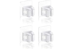 WENRENMK 4 Piezas Colgador Escobas y Fregonas, Soporte Escobas Pared, Colgador Escoba, no Requiere Perforación, Apto para Cocina, Baño, Jardín, Garaje