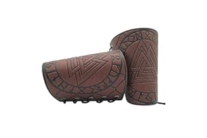 Thajaling Viking Odin Rune - Brazaletes de piel sintética medievales para brazos, guantes LARP, brazaletes de piel, pulseras de piel, pulsera retro nórdica, para hombres y mujeres