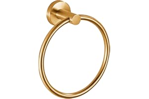 MARKCCO Anneau Porte-Serviettes, Accessoires de Salle de Bain, Anneau Porte-Serviettes Mural, Simple Rond en Acier Inoxydable, pour Salle de Bain et Cuisine (doré)