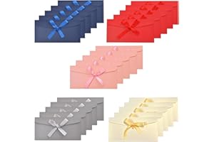 IUIIAII 25 PCS Coloured Envelopes for Cash Gifts, Durable Money Envelopes Money Wallets for Cash Gifts, Gift Envelope with Bow Ribbon to Birthday Wishes Invitation Greetings