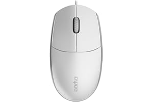 Rapoo N100 - Ratón con Cable (1600 dpi, Sensor ergonómico para usuarios diestros y izquierdos, PC y Mac), Color Blanco