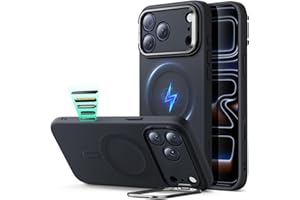 ESR Etui na iPhone'a 17 Pro Max, kompatybilne z MagSafe, etui silikonowe, ochrona przeciwwstrząsowa klasy wojskowej, stojak na podkładkę, osłona sterowania kamerą, czarny