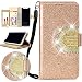 Produktbild Nadoli Galaxy S6 Spiegel Glitzer Hülle,Bling PU Ledertasche Trageschlaufe Wallet Case Brieftasche Hülle Handyhülle Flip Case Cover für Samsung Galaxy S6,Gold