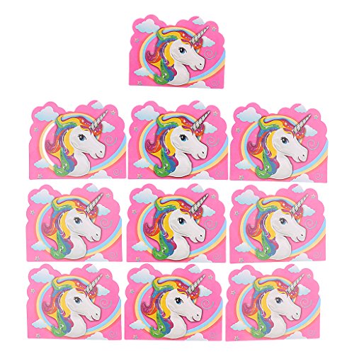 Gazechimp 10x Tarjeta de Invitación de Unicornio Mágico Proveedor Fiesta Cumpleaños Niños Regalo Decoración