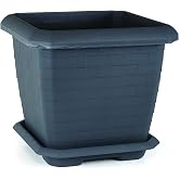 Serinova HK03 Hisar Kare Saksı No:3 Tabaklı 37 cm, 25,5 Litre Antrasit