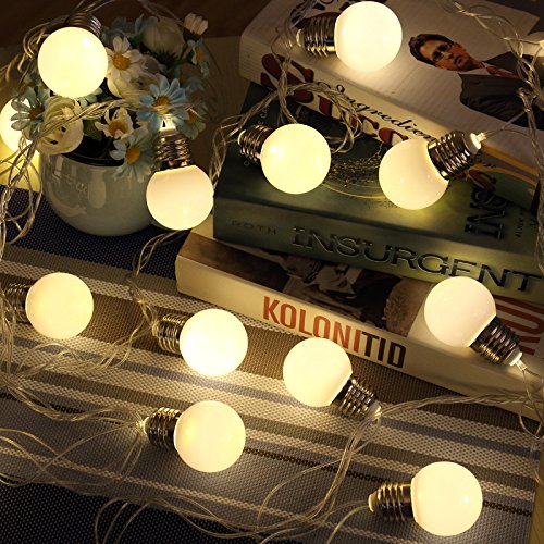 KEEDA LED Globe Lichterkette mit 20pcs Globe Birnen, 5M/16.4ft Beleuchtung Kugel,Innen und Außen Deko Glühbirne Lichterketten, Weihnachtsbeleuchtung,Außenbeleuchtung (Warmweiß) - 2