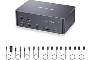 V AV ACCESS AV ACCESS Switch KVM 3 Monitor 2 Computer 8K@60Hz, con 6 Cavi DP, DisplayPort 2.0, Ethernet 1G, USB 3.0, Docking Station Triplo Monitor, 4K@165/144Hz, 2K@144Hz per Dell HP, iDock D23 (Solo desktop)