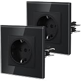 BSEED Wall Plug with Glass,Standard Recessed Sockets,Installation With Hook,Screwdriverless Connection,Child Safety,E-Series,
