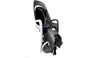 HAMAX Caress Fahrradkindersitz mit Gepäckträger-Halterung, Weiss-Grau, Einfache Installation, Sicher und Bequem, Caress Gepäc