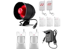 TOWODE Alarme Maison kit Alarme Anti Intrusion, Sirène Alarme Exterieure 115 DB, Capteur D'Alarme De Porte, Alarme Detecteur De Mouvement Et TéLéCommande