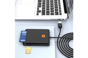 ROCKETEK Smart-Kartenleser für Gesundheitskarten, SIM-Kartenleser, unterstützt CAC mit öffentlichem Zugriff auf Militär, Personalausweis, Chipkarte, IC-Bank/SIM-Kartenleser, kompatibel mit Windows, Linux