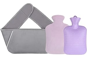 FRECOO Borsa Acqua Calda, borsa dell'acqua calda con copertura morbida in peluche, portatile bottiglia d'acqua calda cintura per il sollievo dal dolore per il collo, spalle, gambe（Grigio）