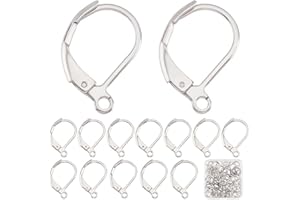SUNNYCLUE 1 Box 100Pcs Leverback Earring Hooks 304 Stainless Steel Leverback Hooks Lever Back Ear Wires Leverbacks Earwires Leverbacks for Jewellery Making Accessories Women DIY Dangle Earrings Craft