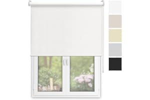 DECORESTOR Estor Enrollable Opaco Térmico a Medida 60 x 160 - Blanco - Persiana Blackout para Ventanas y Puertas - Interior y Exterior - Bloquea 100% Luz y Aisla Temperatura - Ideal en Pared o Techo