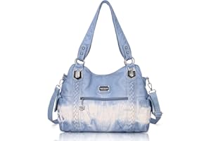 Angel Barcelo Hobo Fashion Handbags Women Spacious Shoulder Bags Washed Leather Shoulder Bag