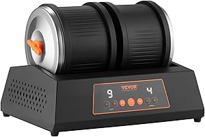 VEVOR Tonneau de Polissage de Pierres Capacité de 3,6 kg, Polisseuse de Pierres à 4 Vitesses, Minuterie de 9 Jours, Double Barillet avec Adaptateur, pour Pros et Amateurs, Atelier, Bricolage