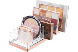 mDesign Stylowy stojak na palety cieni – Organizer na kosmetyki do makija?u z 9 przegródkami – Plastikowy stojak na kosmetyki – Prze?roczysty/ró?owe z?oto