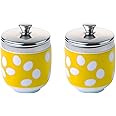 BIA International - Egg Coddler - Set Of 2 Porcelain Egg Coddlers - The Ideal Egg Steamer - Coddled Egg Cup For Your Breakfast - Yellow