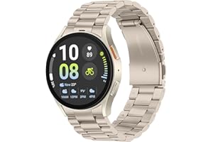 Tasikar No Gap Straps Compatible with Samsung Galaxy Watch Band 7/6/5/4/FE 44mm 40mm/6 Classic Band 47mm 43mm/5 Pro 45mm/4 Classic 46mm 42mm, 20mm Metal Strap for Men Women, Starlight