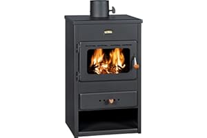 SPY-EARPIECE.COM EEK A Poêle à Bois, Puissance de Chauffage 9 KW, Acier Noir, caractéristiques du Four Selon la Loi fédérale sur la Protection Contre Les immissions BImSchV Niveau 2, Bois de sciage Classe énergétique