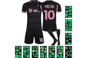 Tkcumwcz Maglie da Calcio, Set Maglie di Calcio per Bambini, Soccer Jersey Numero 10, Maglie di Calcio Include T-Shirt, Pantaloncini, Calzini e Adesivi da Calcio