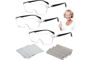 DBTW 300%, 500%, 800% Magnifying Glasses - 3Pcs Wearable Magnifier, Hands-Free Magnifier for Visually Impaired, Anti-Blue Light Reading, Reading Eyewear for Hobbies Close Work Craft (Non Light)