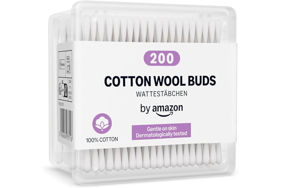 by Amazon Cotton Buds, 100% Cotton, 200 Units