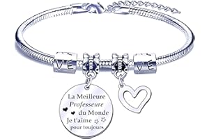 FGHJK Cadeau Maitresse d'école Cadeau Enseignants Cadeau Fete des Enseignants Bracelet Professeure - La Meilleure Professeure du Monde - Cadeau de fin d'études