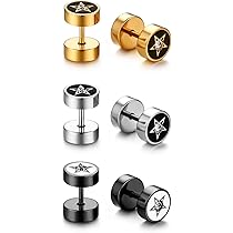 Ohrstecker 10mm Kreis Stern - Fake Plugs Edelstahl Zirkonia