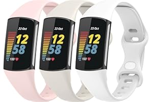 Gheper Lot de 3 bracelets Slim Fit compatibles avec Fitbit Charge 6/Charge 5 Smartwatch Bracelet en silicone souple de remplacement Sport Bracelet pour femme homme