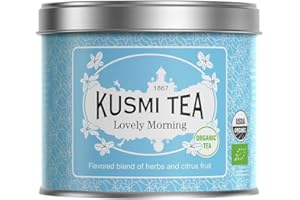 ‎KUSMI TEA Kusmi Tea - Lovely Morning - Bio-Mischung aus grünem Tee, Mate, Zitrone, Guarana, Grapefruit und Orange - Loser Tee - 100 g Metalldose - Menge für etwa 50 Tassen