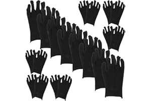 HEALLILY 12 Pairs Cotton Gloves - Reusable Cleaning & Protective Gloves for Industrial Labor & Gardening - Black