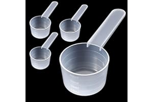 HJZHII 4 łyżki do dozowania, 10-40 ml, miarki do dozowania środków piorących, mililitr, tworzywa sztuczne, przezroczyste, miarki do mleka i proszek, białka w proszkach, mąki, proszek do prania